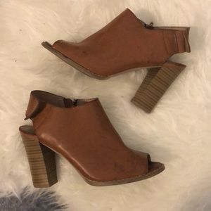 Tan leather ankle booties